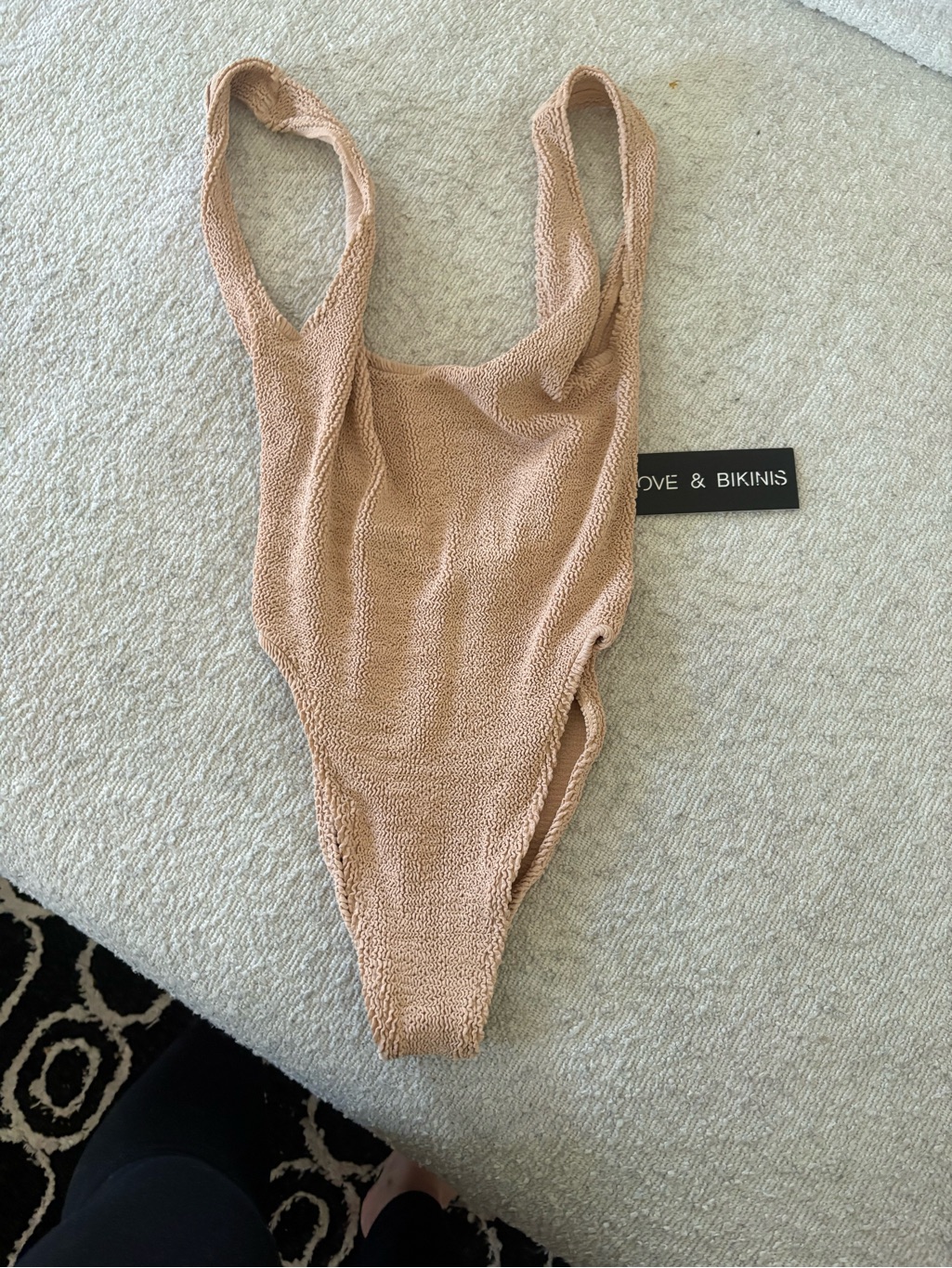 Love And Bikinis Marbella Low Back One Piece In Color Sand.